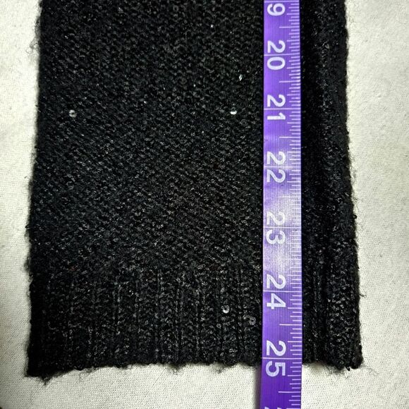 Anne Klein Knit Black Bouclé Sequin Sparkle Long Sleeve Scoop Neck Sweater Dress - Picture 10 of 10